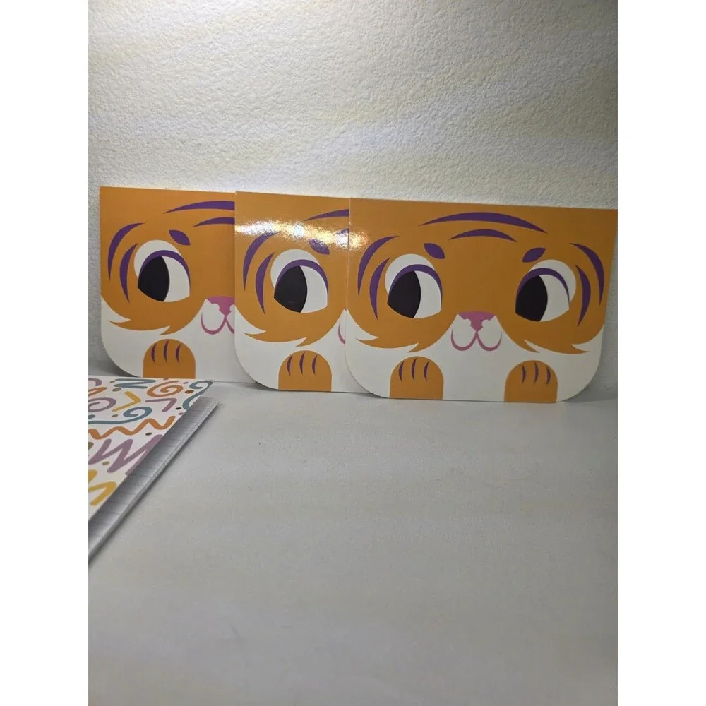 Lot Of 4 Hardcover Mini Kids Cute Tiger Notepad, No Backing Craft Notebook Child